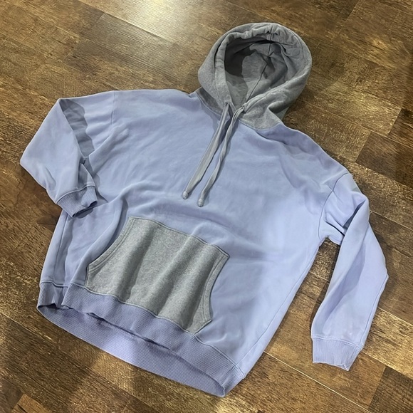 America Eagle Colorblock Lilac Purple Gray Oversized Hoodie - Picture 3 of 6
